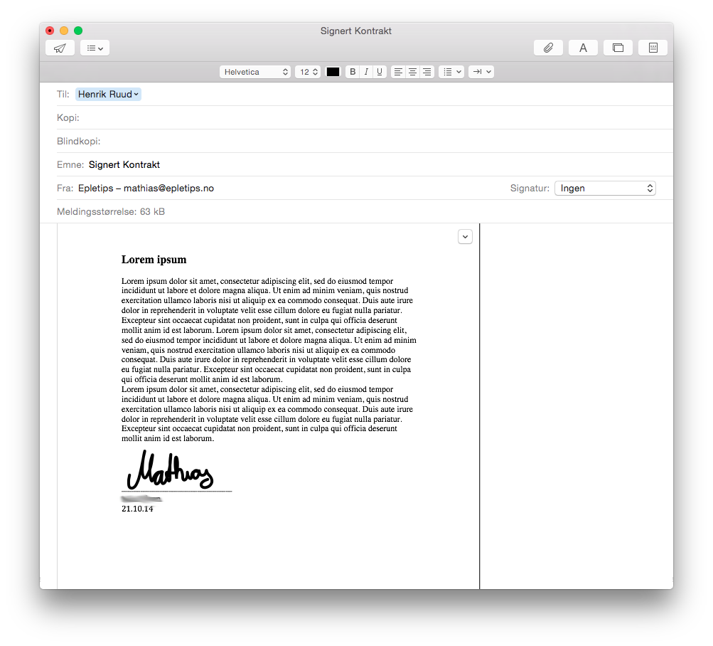 signere dokumenter i apple mail