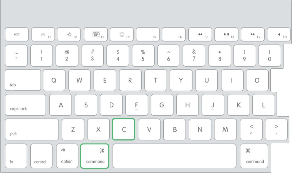 Kopiere på Mac med tastatursnarvei